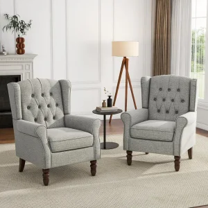 Accent Wingback Chairs Set of 2